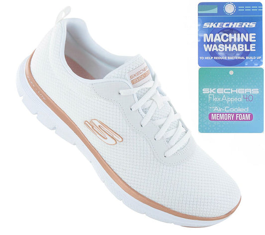 SKECHERS Flex Appeal 4.0 Brilliant View - Damen Sneakers Schuhe Weiß 149303-WTRG