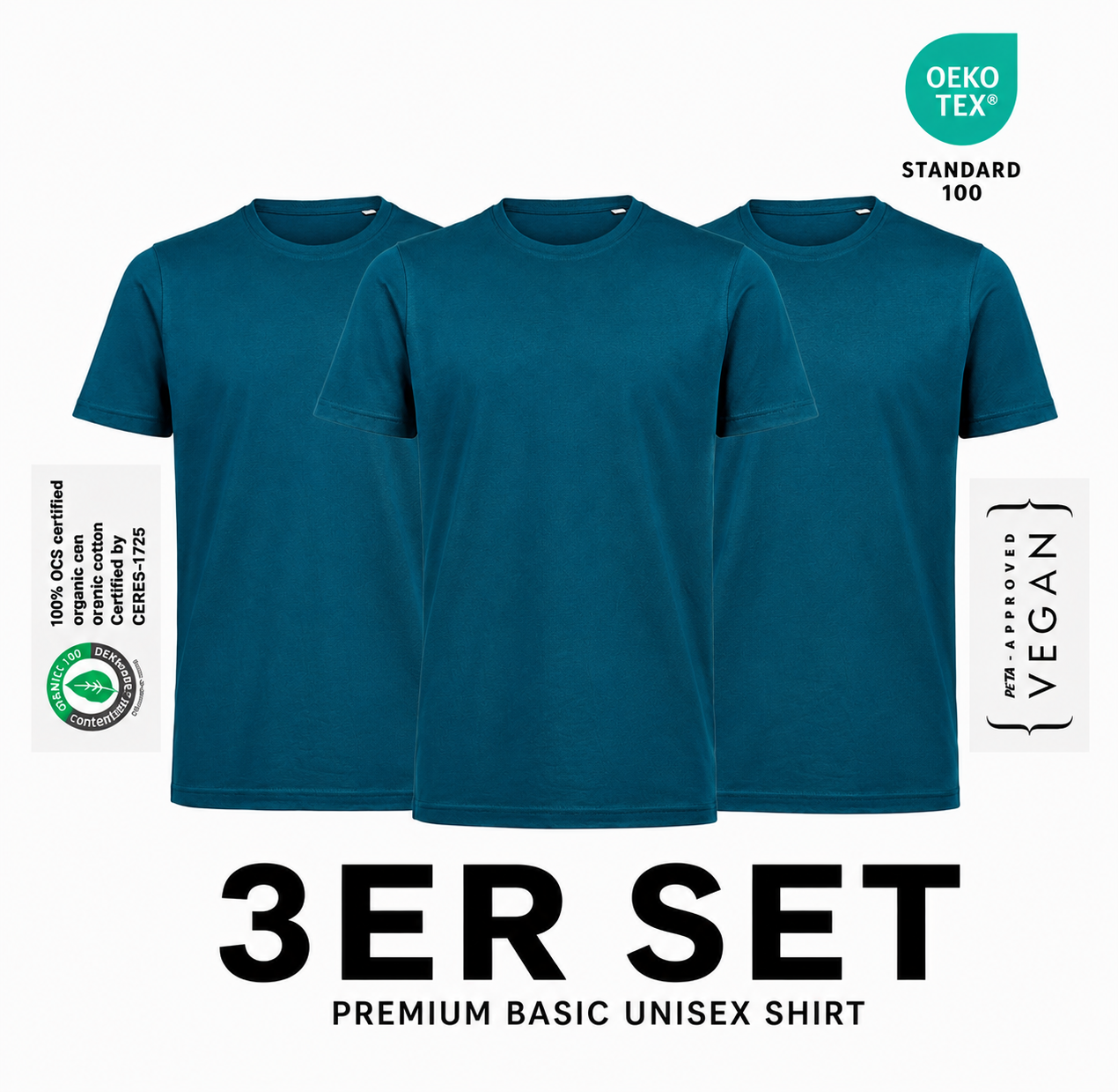 OCS PREMIUM T-SHIRT'S UNISEX 100% BIO (3er SET)