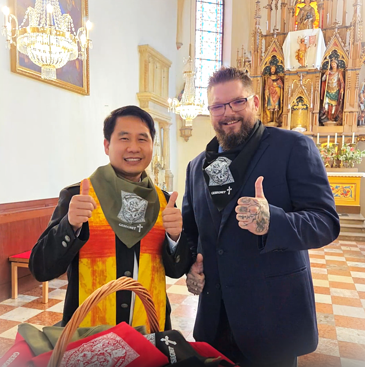 Kirchlich gesegnetes Bandana für Reisende (Heiliger Christophorus)