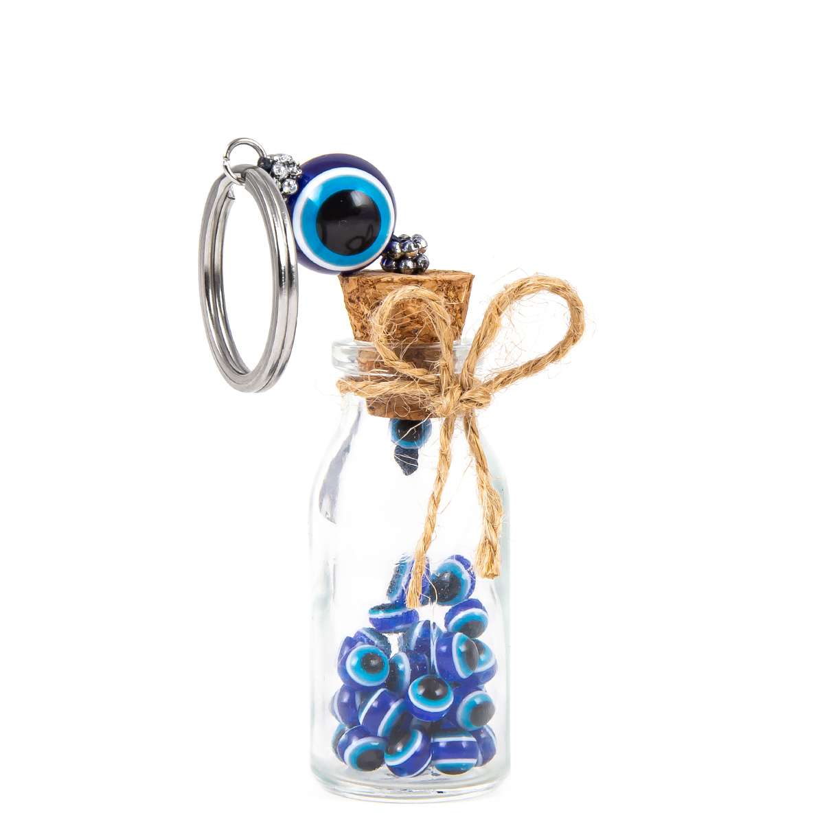 Glas Schlüsselanhänger - Blau - 12 x 3cm