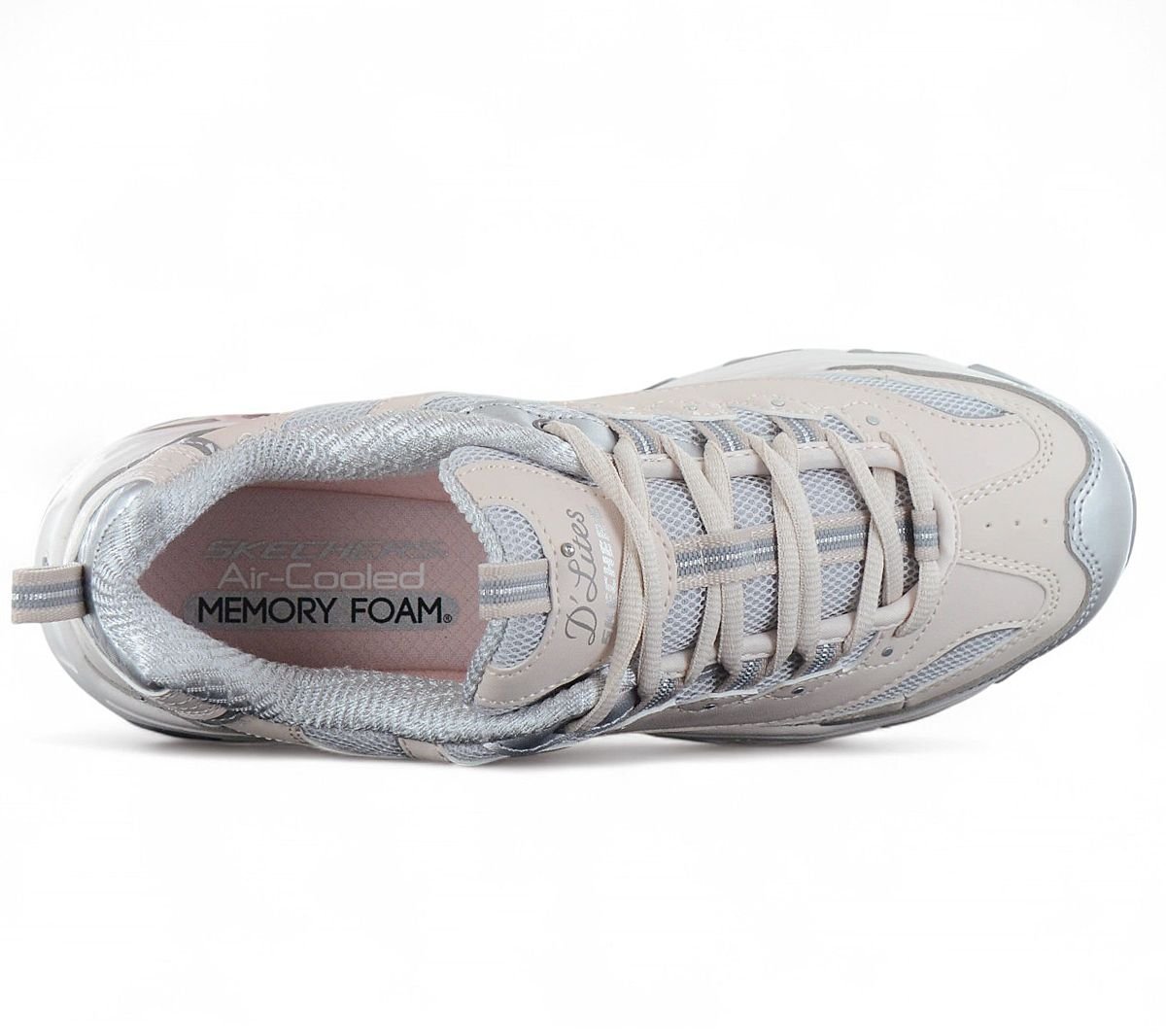 Skechers D Lites - Chromatic - Damen Sneakers Schuhe Beige-Silber 150246-NTSL