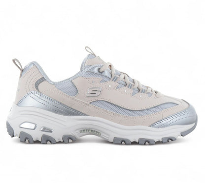Skechers D Lites - Chromatic - Damen Sneakers Schuhe Beige-Silber 150246-NTSL