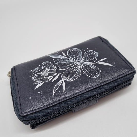 Geldtasche "Blüte" Nappa Leder Rind