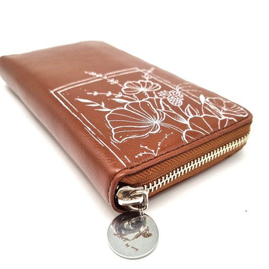 Geldtasche "Flowerbrown" Rindsleder braun