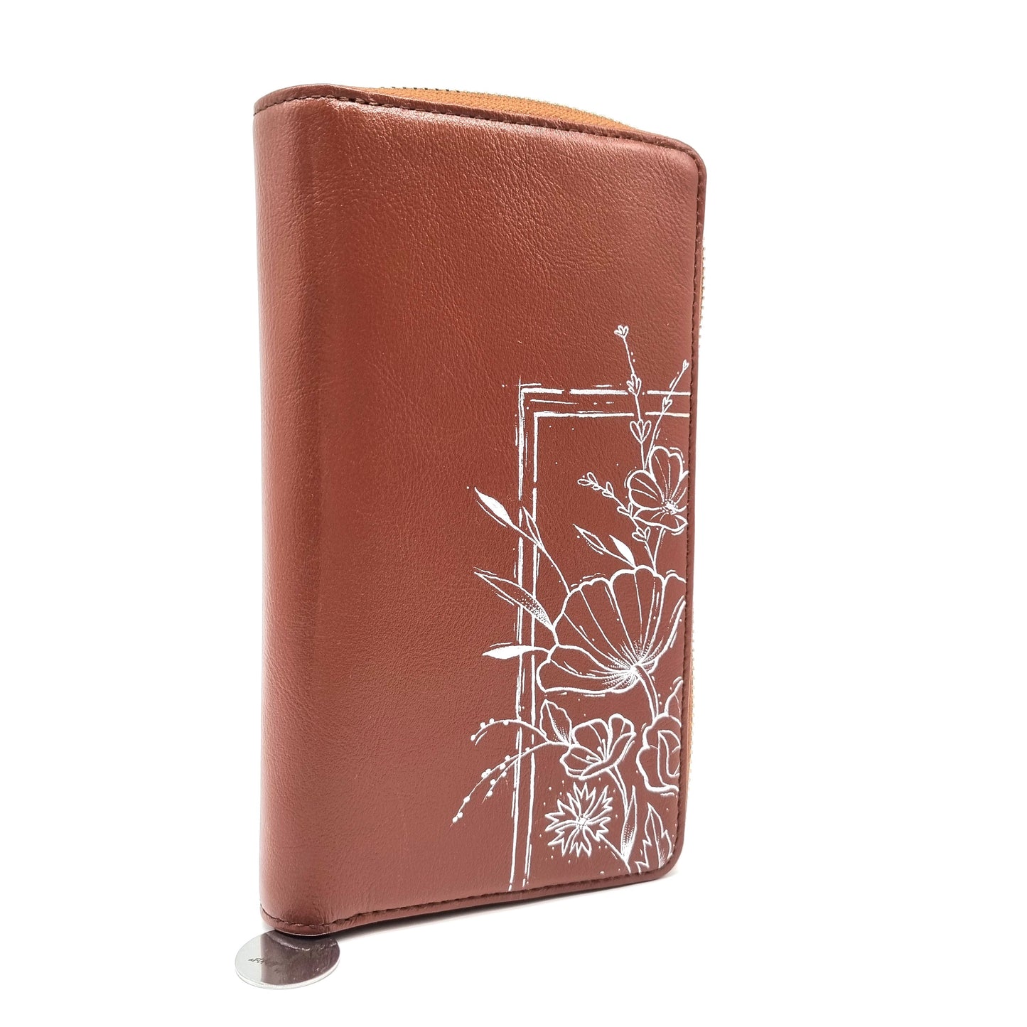 Geldtasche "Flowerbrown" Rindsleder braun