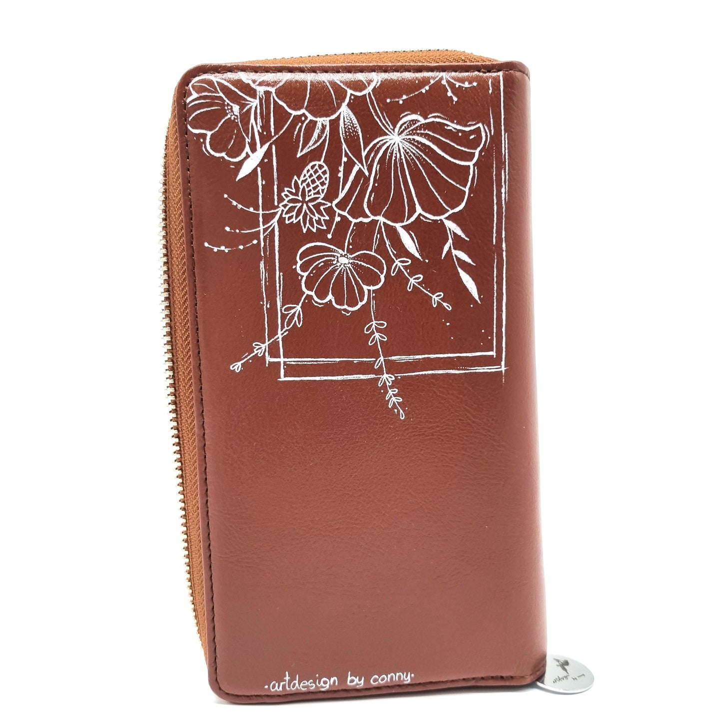 Geldtasche "Flowerbrown" Rindsleder braun