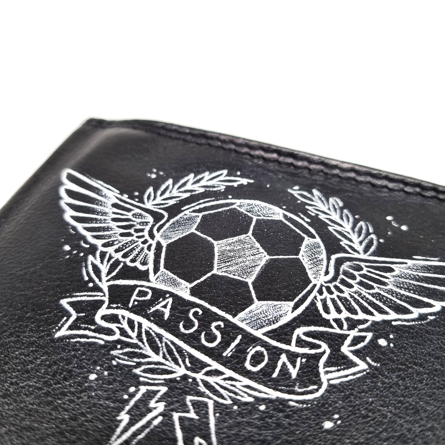 Geldtasche "Fußball" Rindsleder schwarz