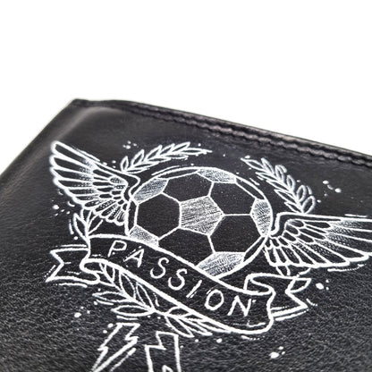 Geldtasche "Fußball" Rindsleder schwarz
