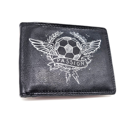 Geldtasche "Fußball" Rindsleder schwarz