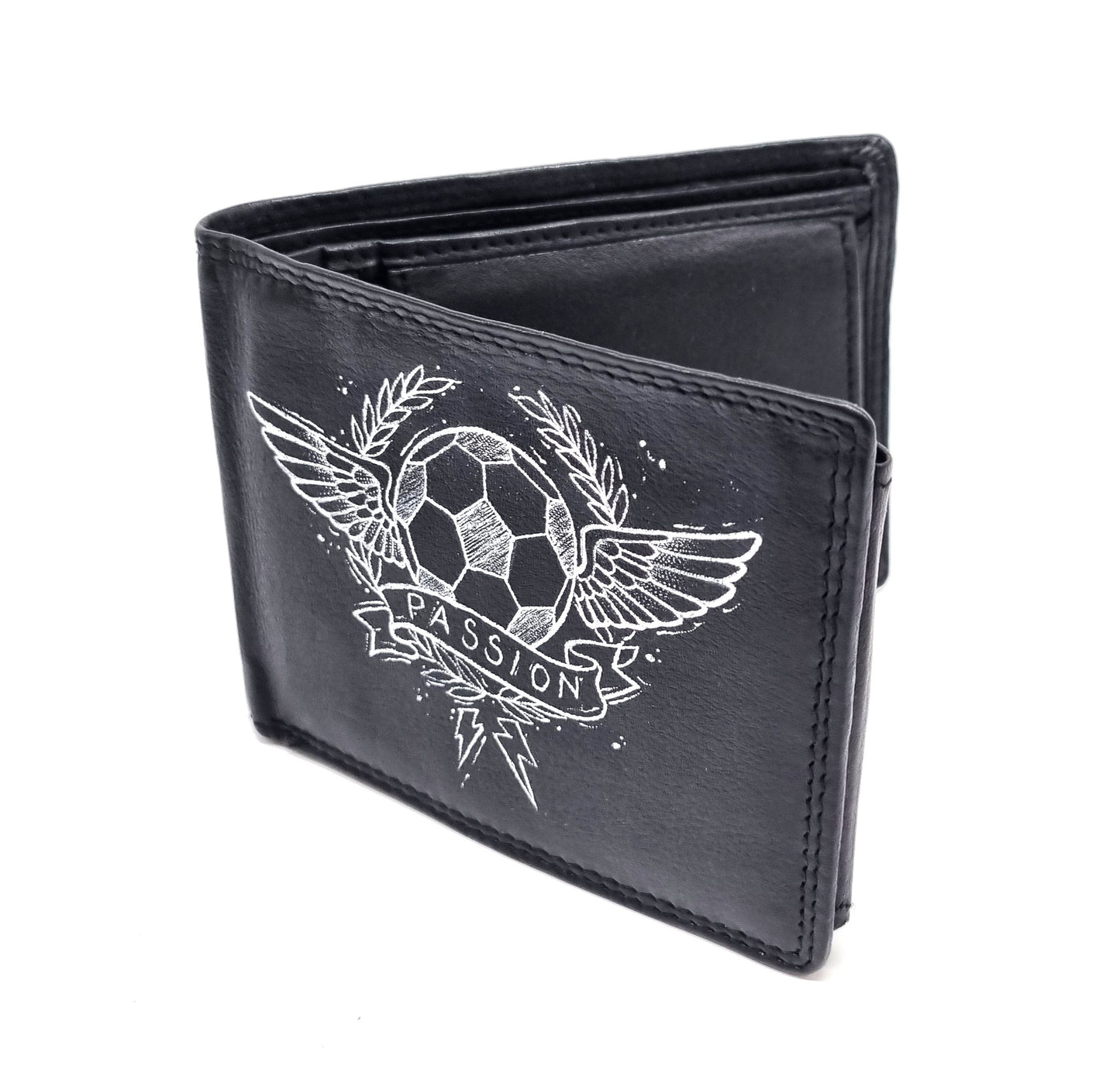 Geldtasche "Fußball" Rindsleder schwarz