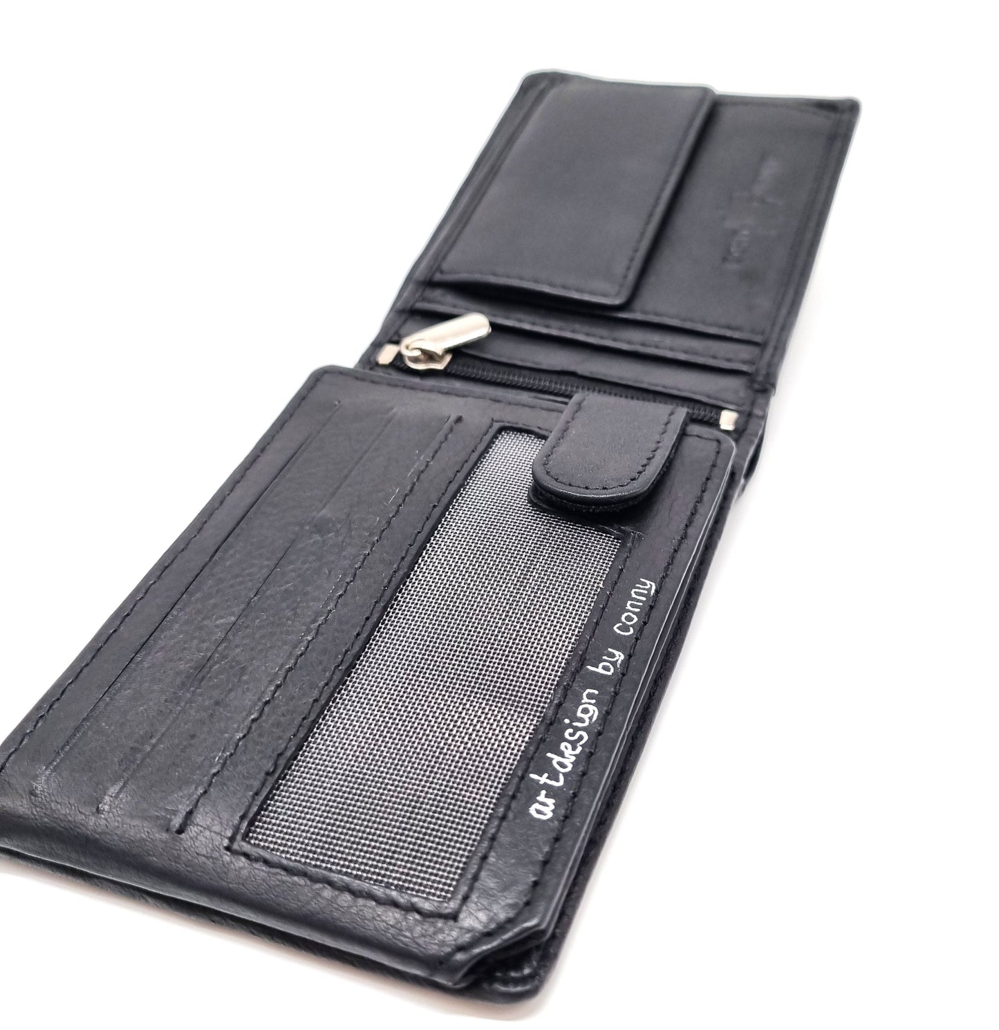 Geldtasche "Fußball" Rindsleder schwarz