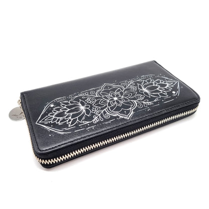 Geldtasche "Mandala" Rindsleder schwarz