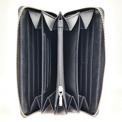 Geldtasche "Pfingstrose" Rindsleder schwarz