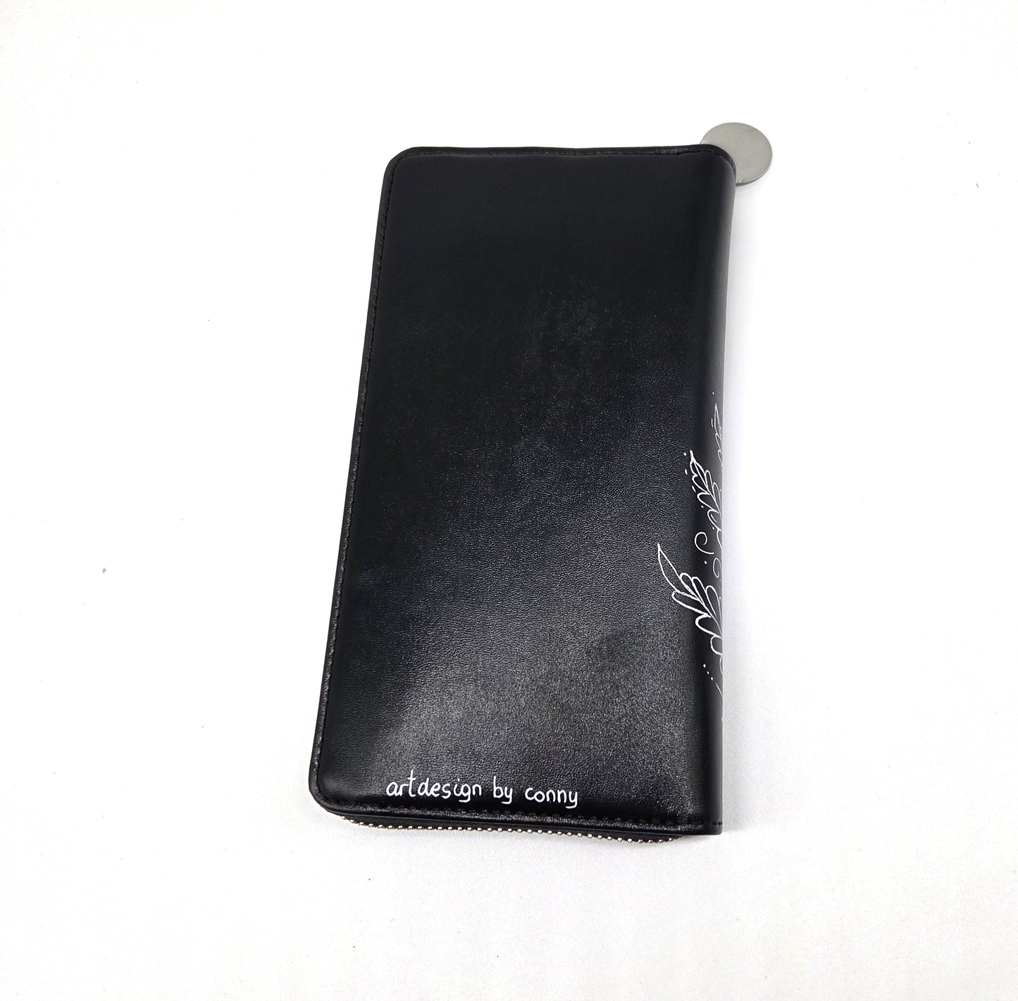 Geldtasche "Farn" Rindsleder schwarz