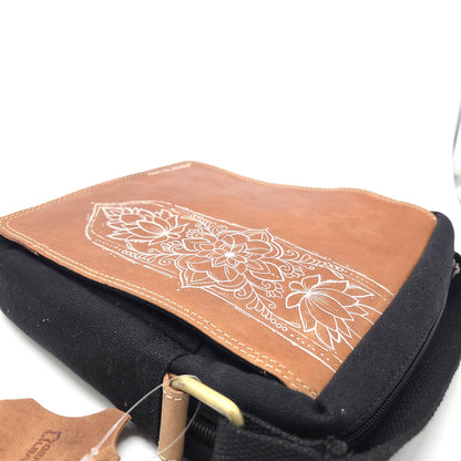 Überschlag Tasche - Canvas mit Büffel Hunter Leder "Mandala"