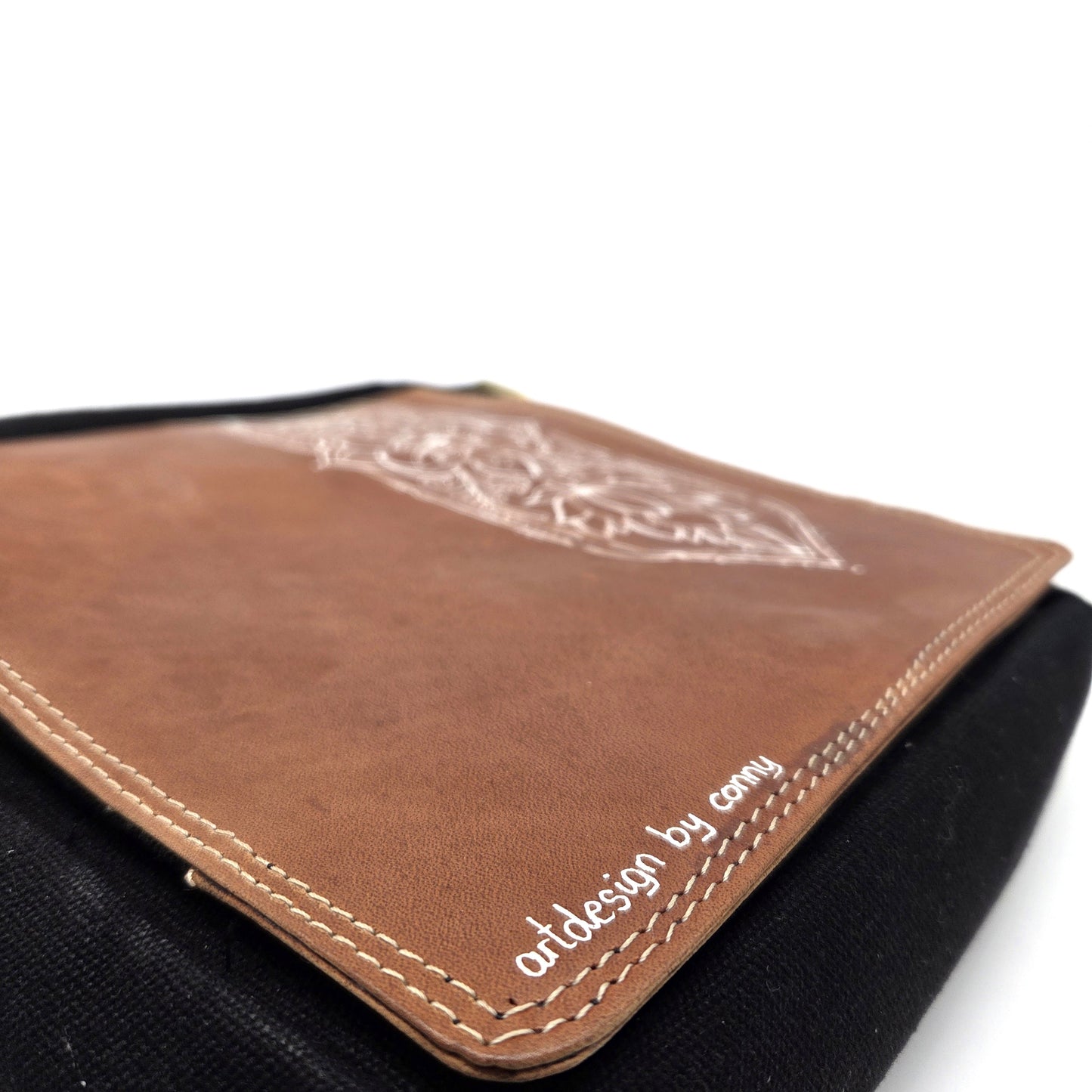 Überschlag Tasche - Canvas mit Büffel Hunter Leder "Mandala"