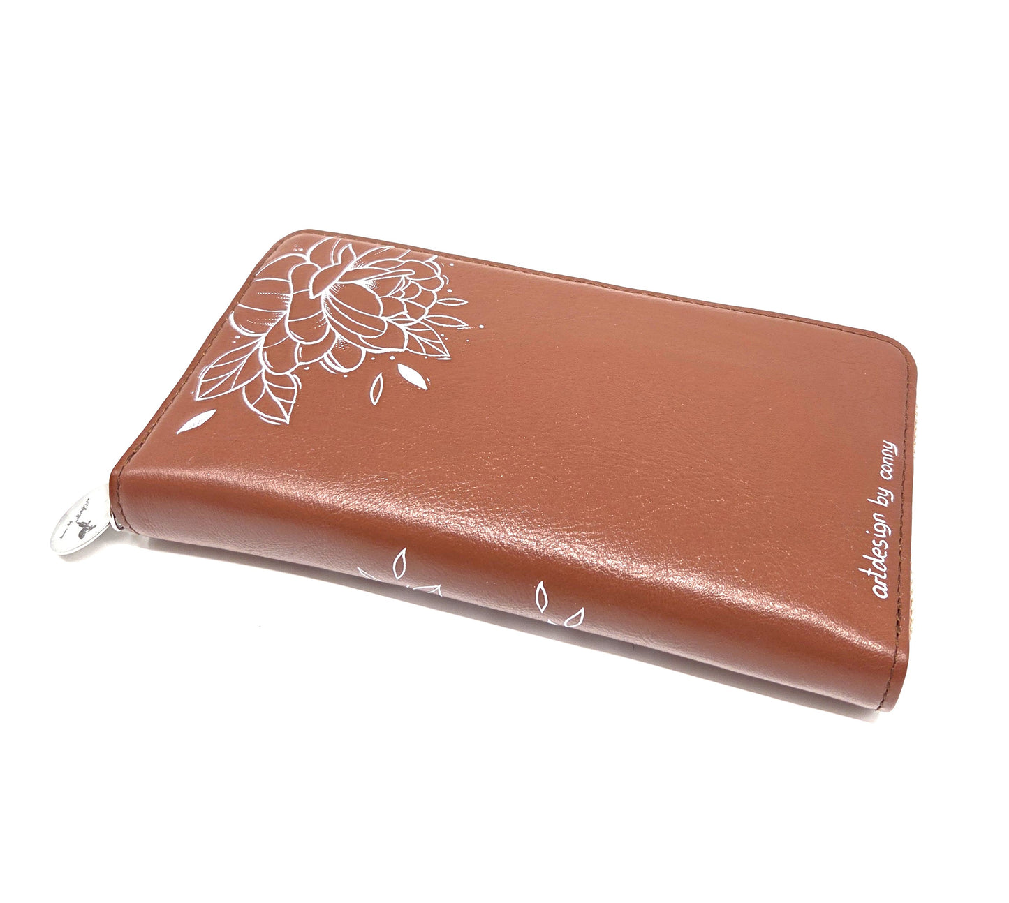 Geldtasche "Pfingstrose" Rindsleder braun
