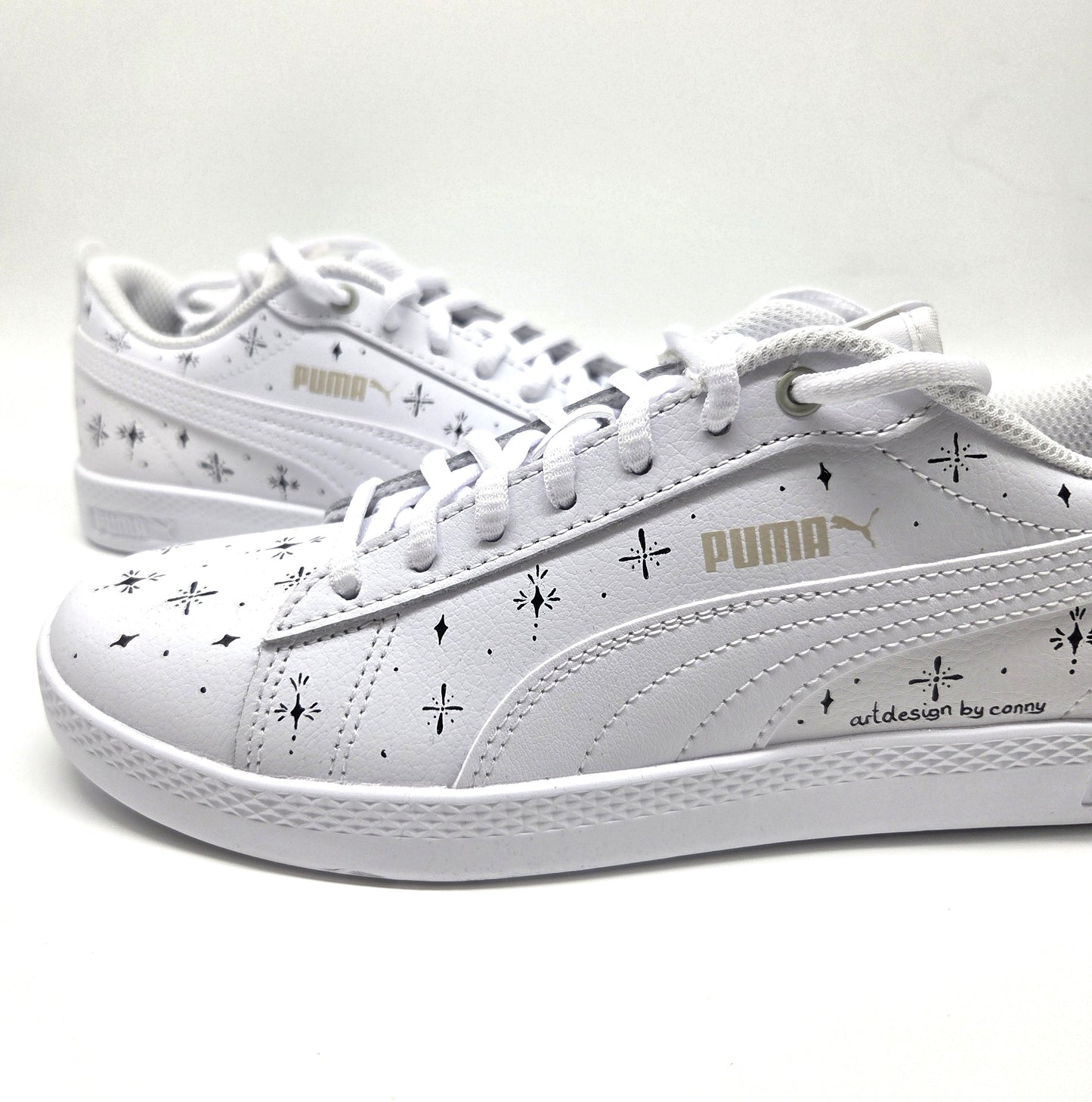 Tätowierte Leder Damen Puma Smash WNS V2 L Sneaker