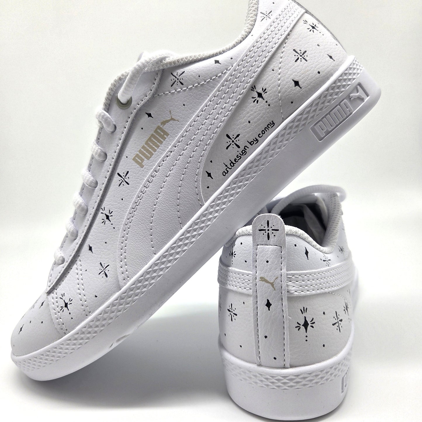Tätowierte Leder Damen Puma Smash WNS V2 L Sneaker
