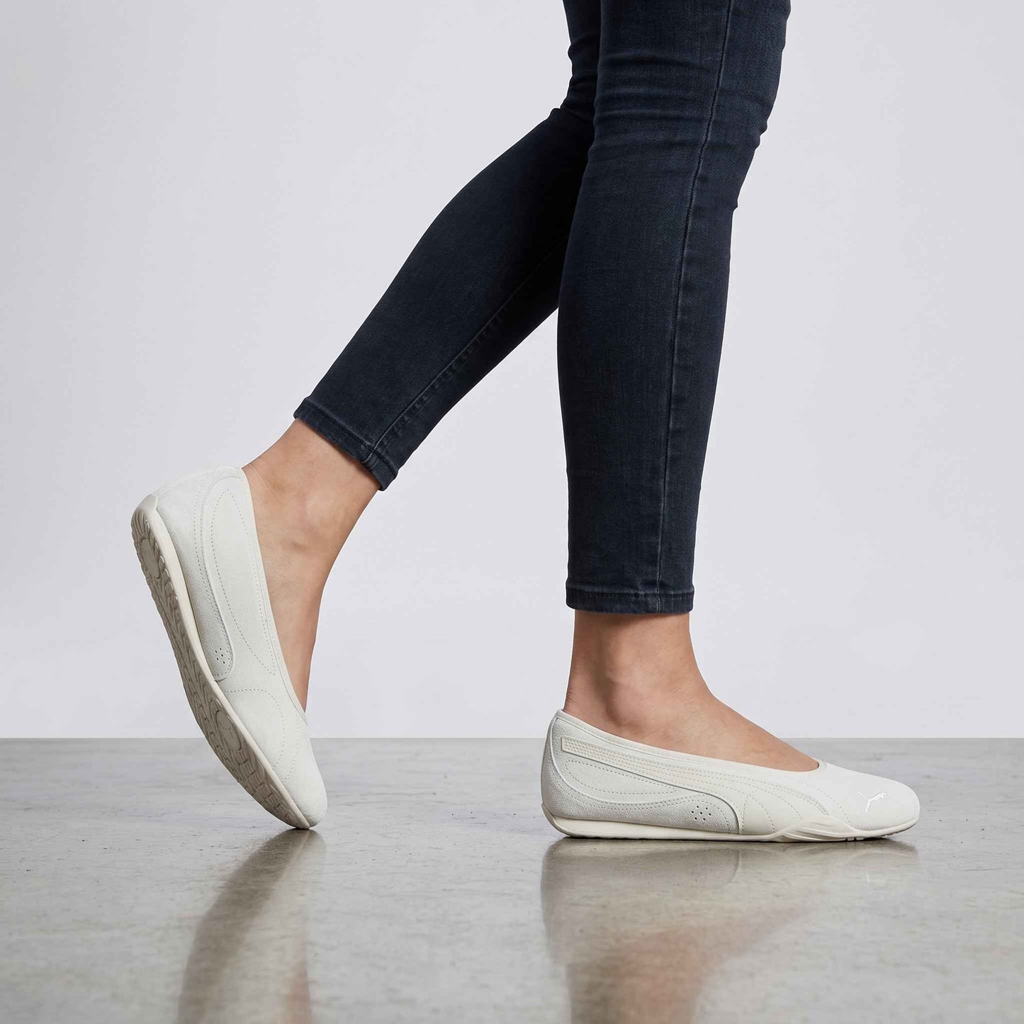 Puma Catch Soleil Ballerina SD - Damen Slipper Sommer Schuhe Suede Weiß 406310-02