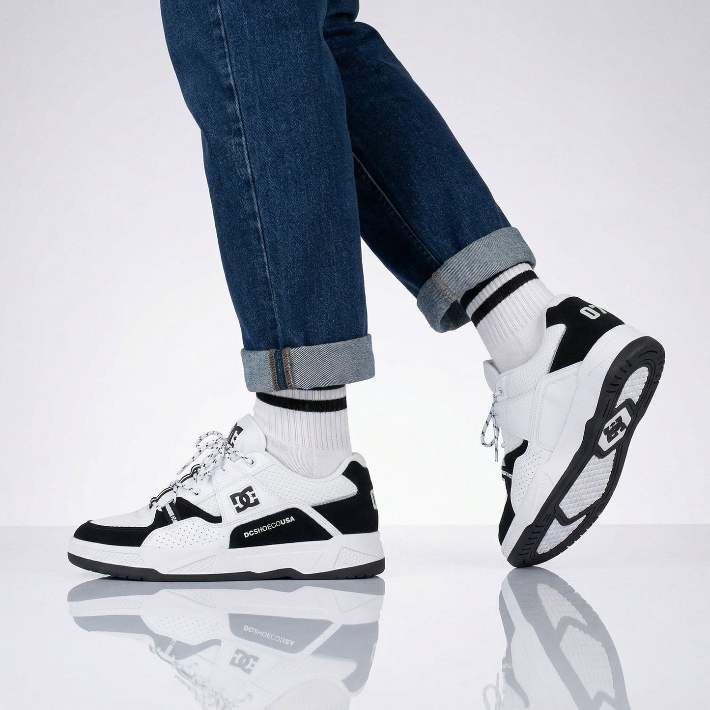 DC Shoes Construct - Herren Sneakers Skate Schuhe Weiß ADYS100822-BKW
