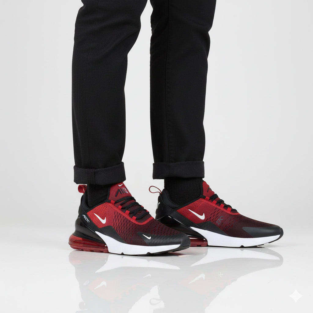 Nike Air Max 270 - Herren Sneakers Schuhe Schwarz-Rot AH8050-602
