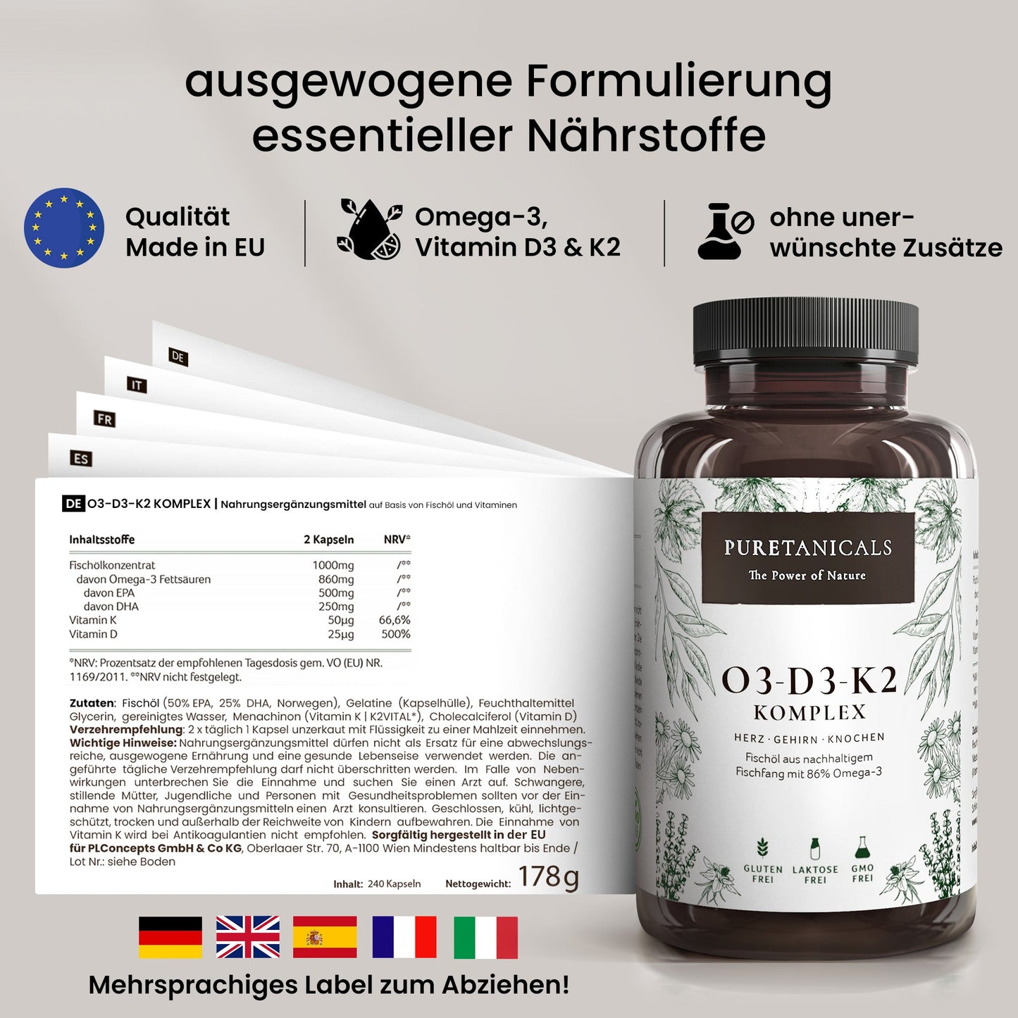 Puretanicals | O3D3K2 | Softgel