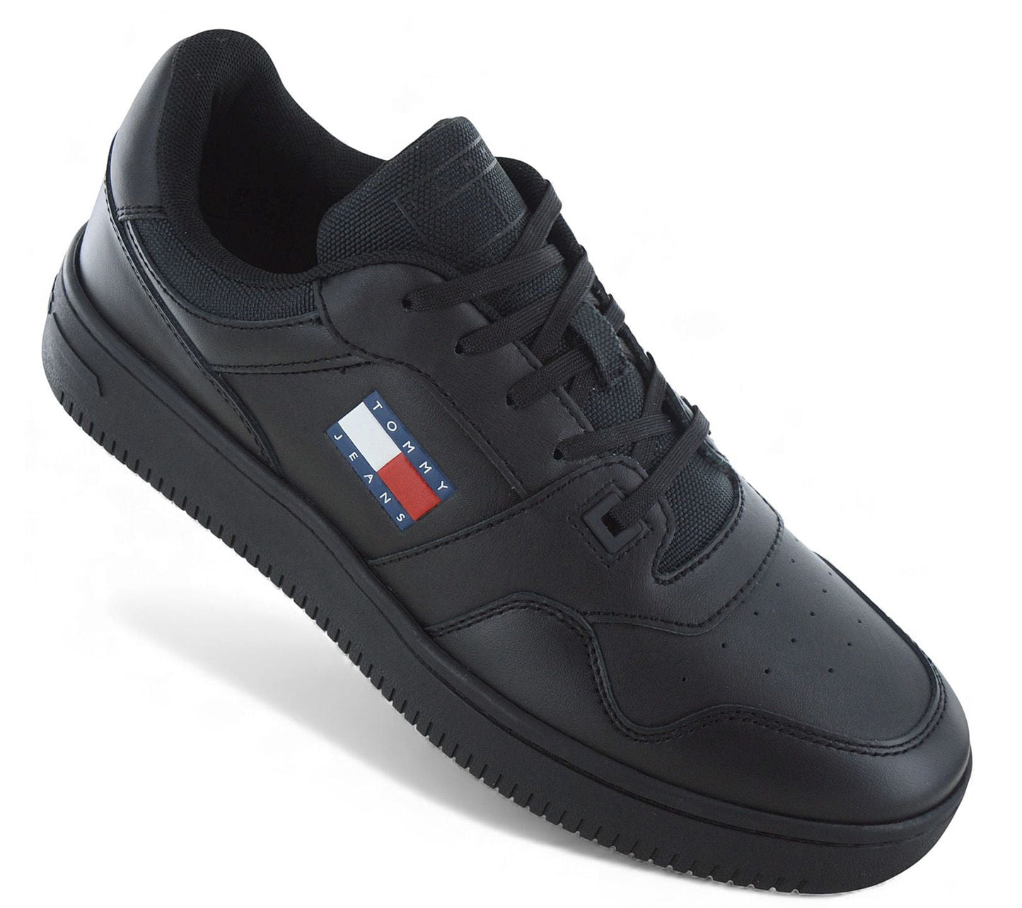 Tommy Hilfiger Jeans Retro Basket ESS Essential - Herren Sneakers Schuhe Leder Schwarz EM0EM01395-BDS
