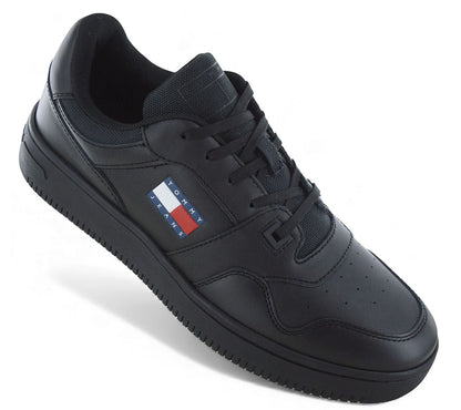 Tommy Hilfiger Jeans Retro Basket ESS Essential - Herren Sneakers Schuhe Leder Schwarz EM0EM01395-BDS