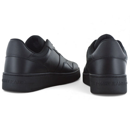 Tommy Hilfiger Jeans Retro Basket ESS Essential - Herren Sneakers Schuhe Leder Schwarz EM0EM01395-BDS