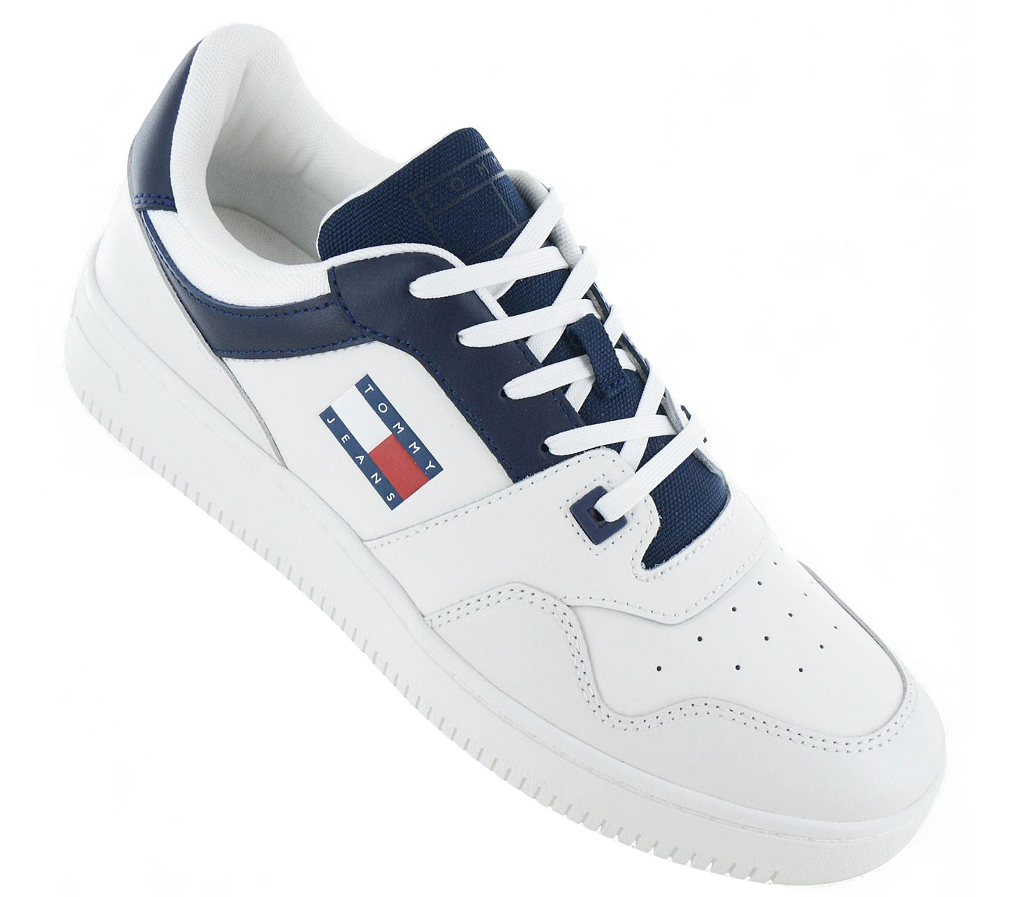 Tommy Hilfiger Jeans Retro Basket ESS Essential - Herren Sneakers Schuhe Leder Weiß EM0EM01395-DW4