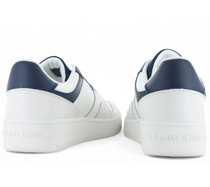 Tommy Hilfiger Jeans Retro Basket ESS Essential - Herren Sneakers Schuhe Leder Weiß EM0EM01395-DW4