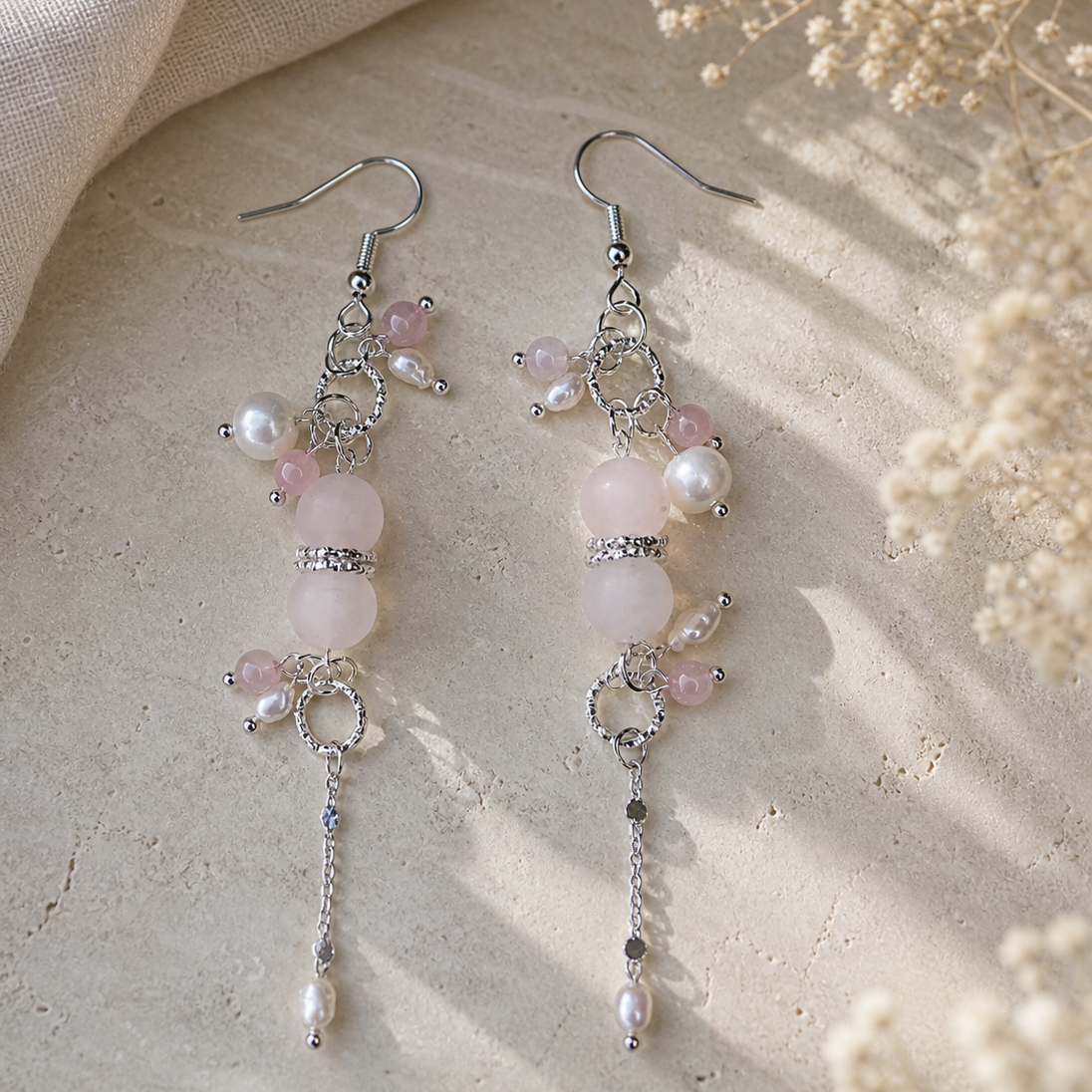 Rose Blush - Rosenquarz & Süßwasserperlen