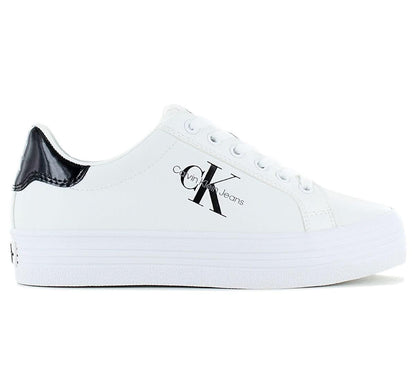 Calvin Klein Bold Vulc Flatf Lace LTH MET - Damen Plateau Sneakers Schuhe Weiß YW0YW01393-01W
