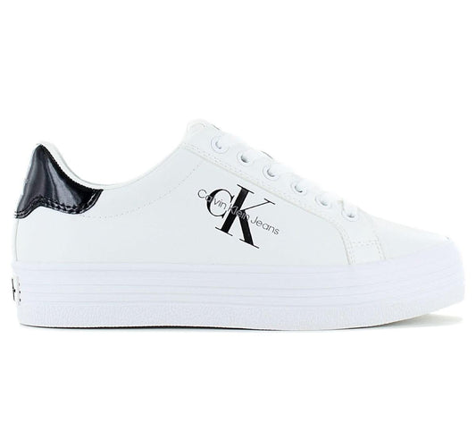 Calvin Klein Bold Vulc Flatf Lace LTH MET - Damen Plateau Sneakers Schuhe Weiß YW0YW01393-01W