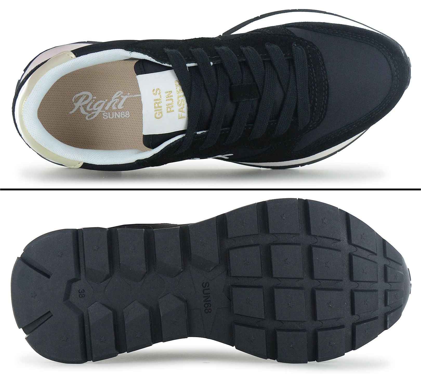 SUN68 Ally Gold Silver - Damen Sneakers Schuhe Schwarz Z36202-11