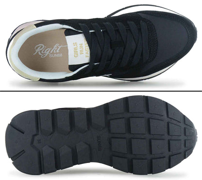 SUN68 Ally Gold Silver - Damen Sneakers Schuhe Schwarz Z36202-11