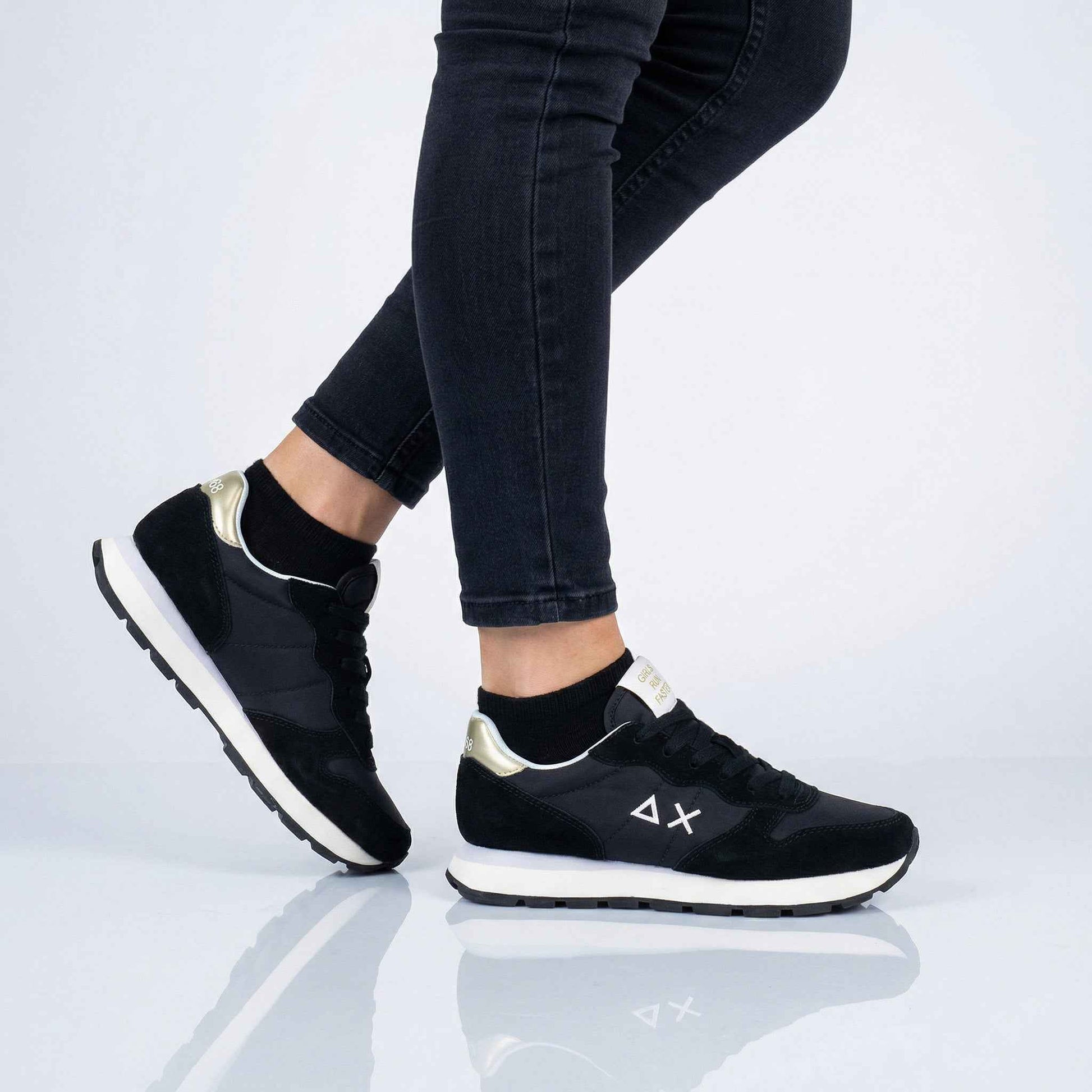 SUN68 Ally Gold Silver - Damen Sneakers Schuhe Schwarz Z36202-11