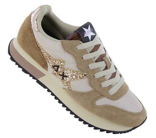 SUN68 Stargirl Glitter Logo - Damen Sneakers Schuhe Beige Z44210-16