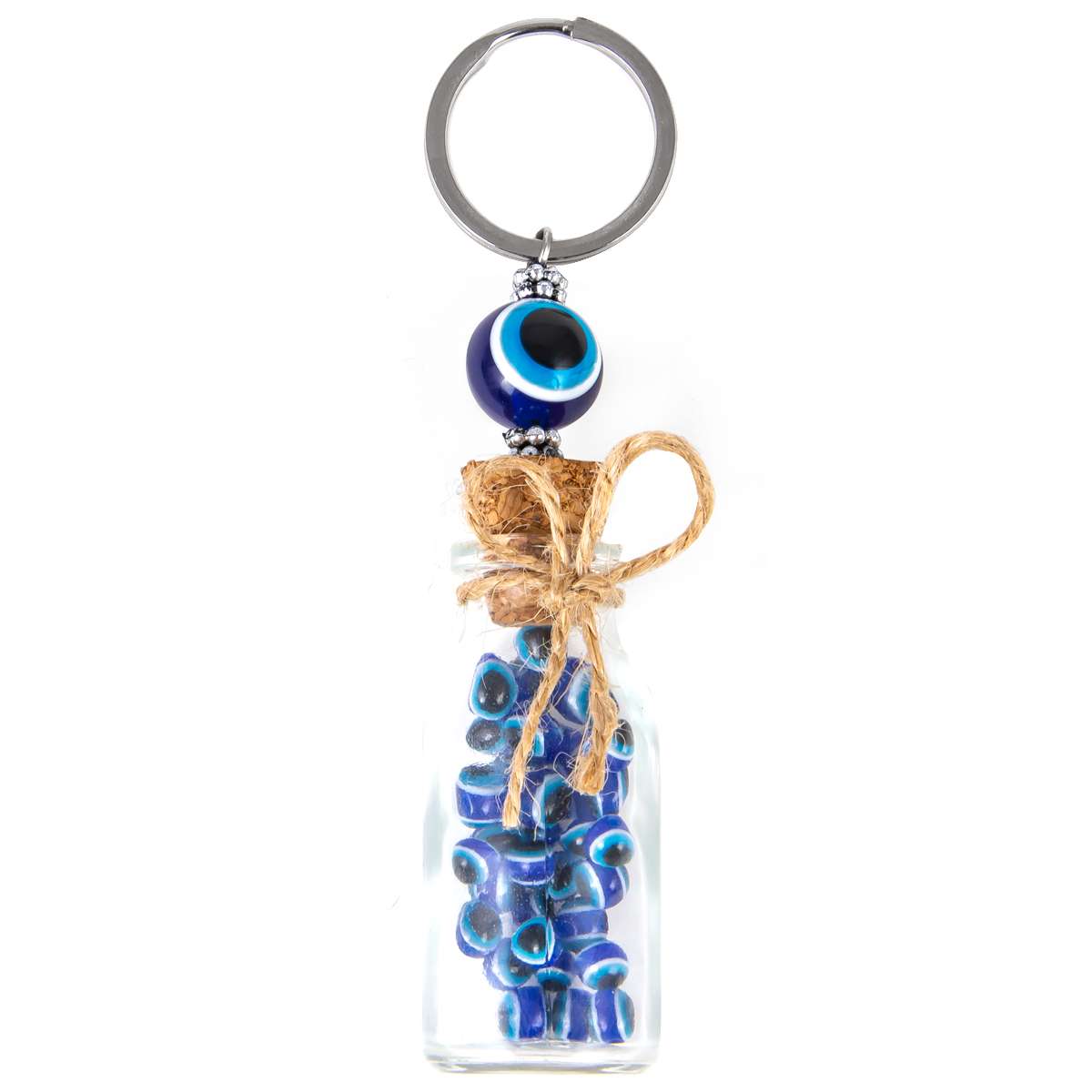 Glas Schlüsselanhänger  - Blau - 12 x 3cm