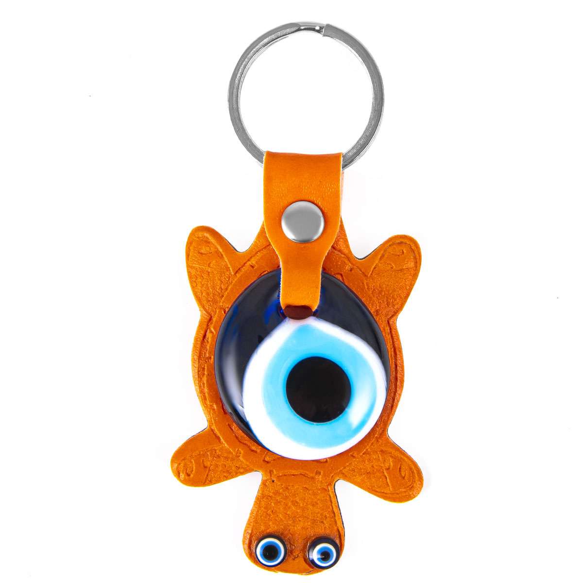 Leder Schlüsselanhänger  - Schildkröte - Orange - 10x5cm