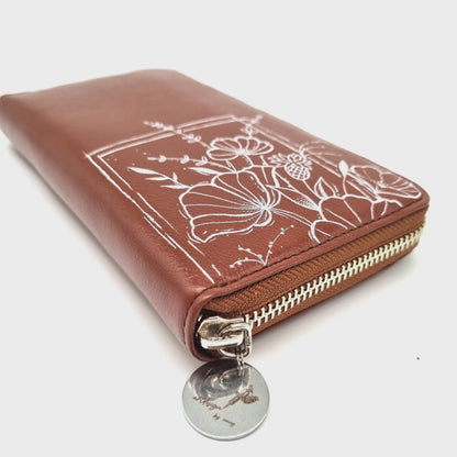 Geldtasche "Flowerbrown" Rindsleder braun