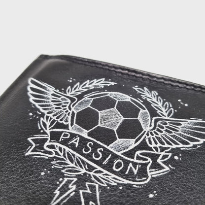 Geldtasche "Fußball" Rindsleder schwarz