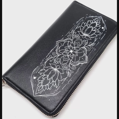 Geldtasche "Mandala" Rindsleder schwarz